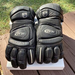 HEAD Black Leather XL Ski Snowboard Gloves Padded Winter Sports / Riding
